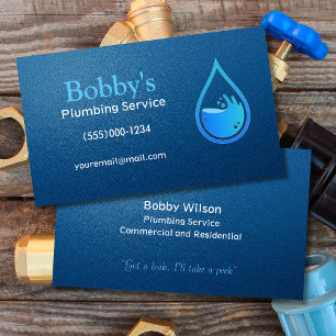 Contractor Plumbing Service Water Drop Design Business Card