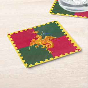 Contrada del Drago (Dragon) Palio di Siena Square Paper Coaster