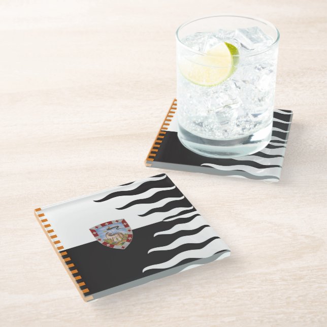 Contrada della Lupa (She-Wolf) Palio di Siena Glass Coaster (Angled)