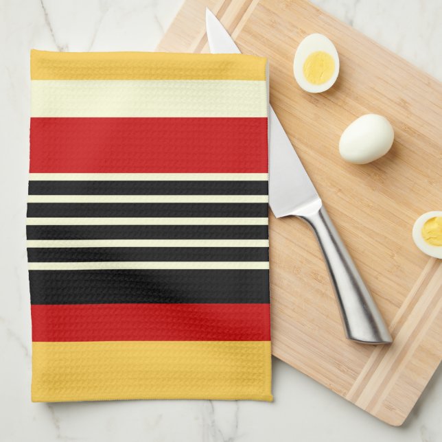 Contrast Yellow With Red Kitchen Towel (Quarter Fold)