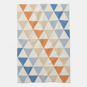 Contrasting Blue Orange And White Triangle Pattern Kitchen Towel