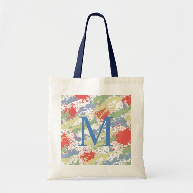 Contrasting Paint Splash Monogram Tote Bag (Front)