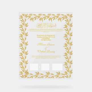Contrat Mariage Islamique, Symbole Acrylique