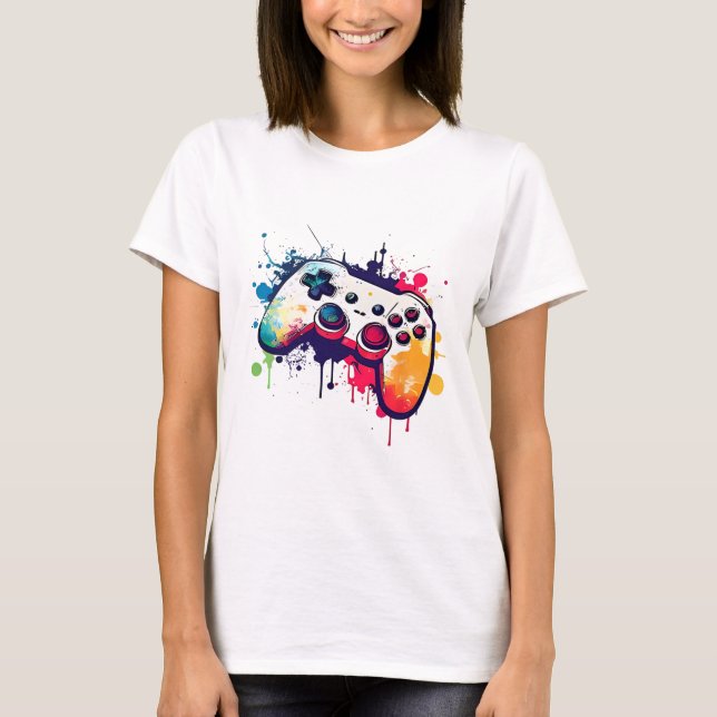 Control All The Things Video Game Controller Gamer T-Shirt (Front)