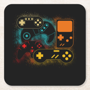 Control all the Things Video Game Controller Square Paper Coaster