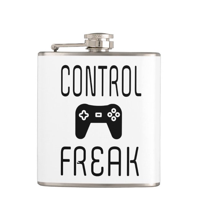 Control Freak Video Game Gamer Hip Flask (Front)