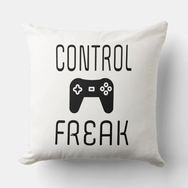 Control Freak Video Game Gamer Throw Pillow (Front)