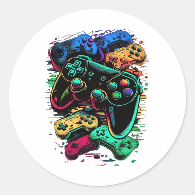 Control Gamer Video Game Controller 1  Classic Round Sticker (Front)
