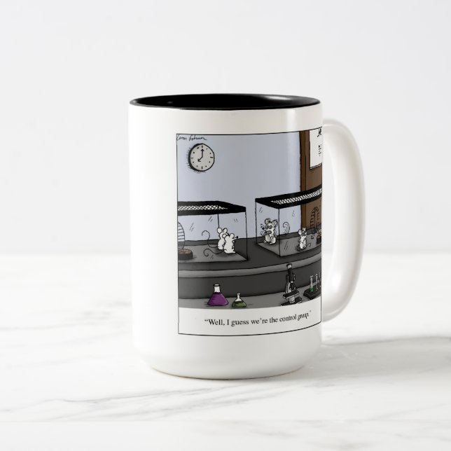 Control Group Lab Mice Cartoon Two-Tone Coffee Mug (Front Right)