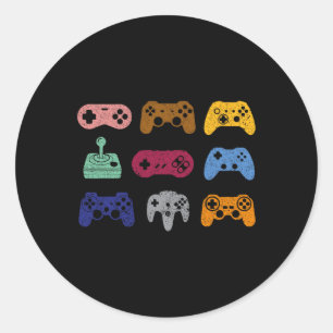 Control Video Game Controller Console Gaming Retro Classic Round Sticker