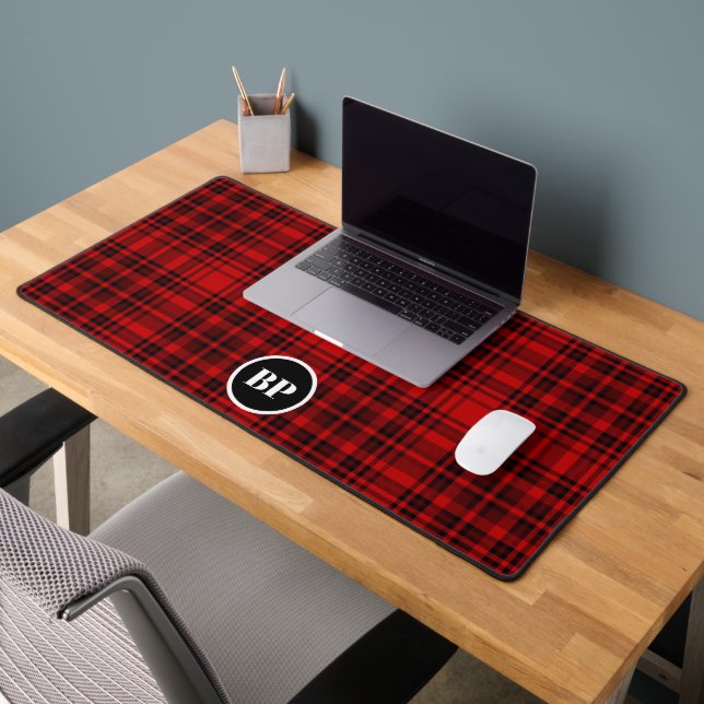 CONTRÔLE PERSONNALISÉ PLAID ÉLÉGANT ROUGE NOIR (Bureau 2)