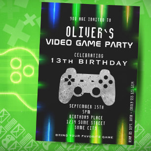 Contrôleur de fête de jeu vidéo Néon Invitation d'