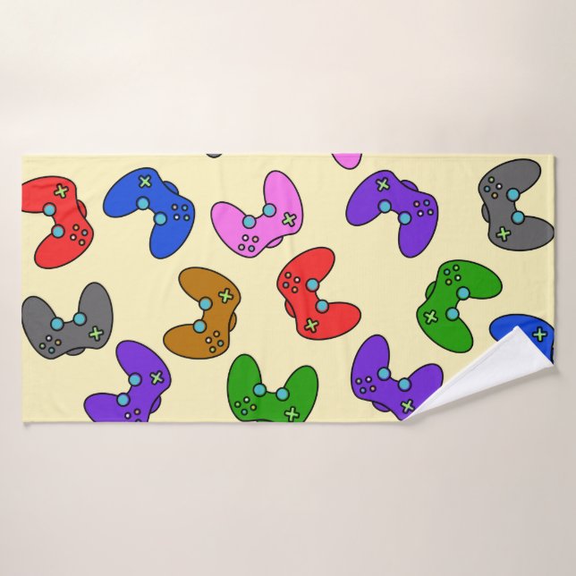Contrôleurs de jeux vidéo colorés (Serviette de bain)