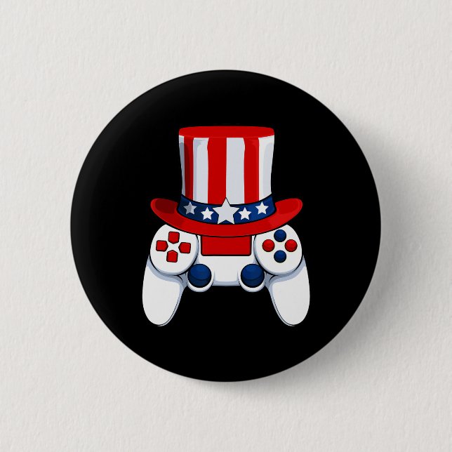 Controller American Hat 4th Of July Usa  2 Inch Round Button (Front)