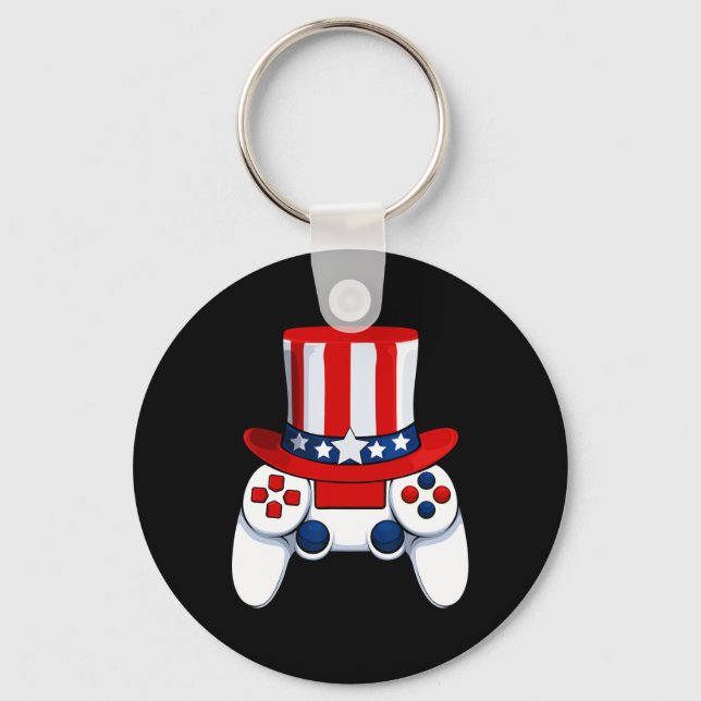 Controller American Hat 4th Of July Usa  Keychain (Front)