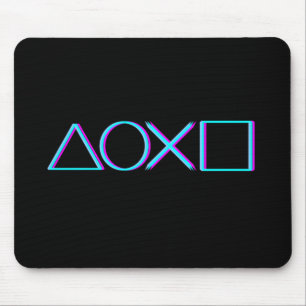 Controller Buttons Neon Glitch Art Gamer Mouse Pad