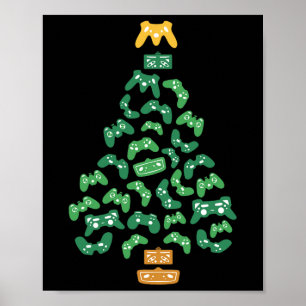 Controller Christmas Tree Pajama Cool Xmas Gaming Poster