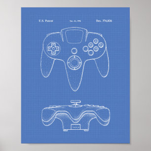 Controller Game 1996 Patent Art Blueprint Poster