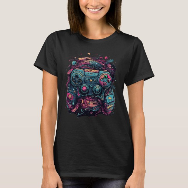 Controller Gaming Rave Gamer Nerd Abstract Pc Game T-Shirt (Front)