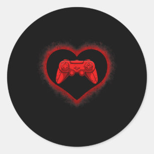 Controller Heart Valentines Day Cool Gaming Gamer  Classic Round Sticker