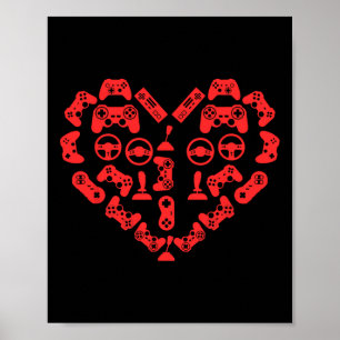 Controller Heart Valentines Day Cool Gaming Gamer Poster