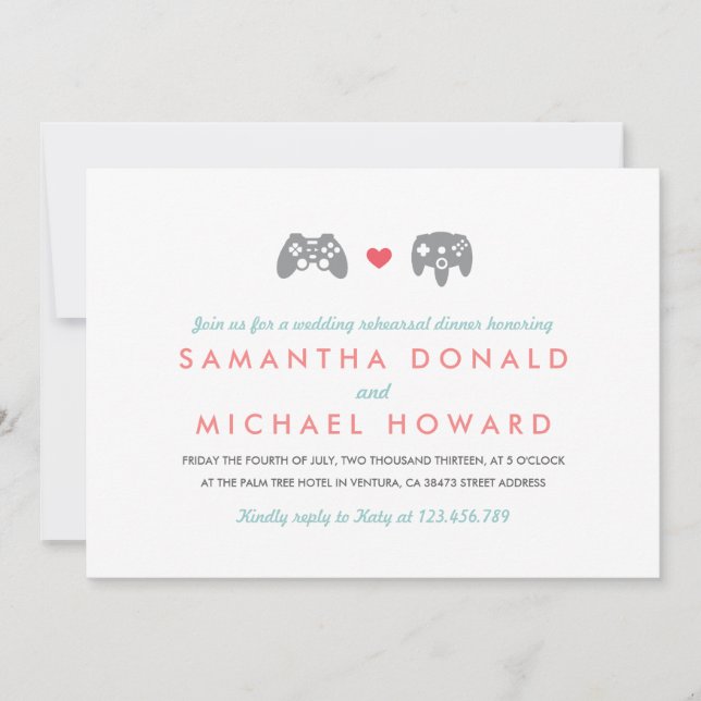 Controller Love Rehearsal Dinner Invitation (Front)