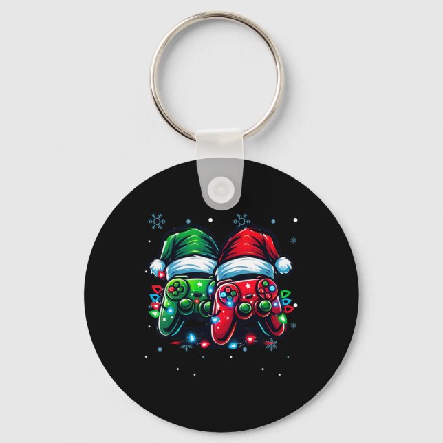 Controller Santa Hat Christmas Gaming X-mas Gamer  Keychain (Front)