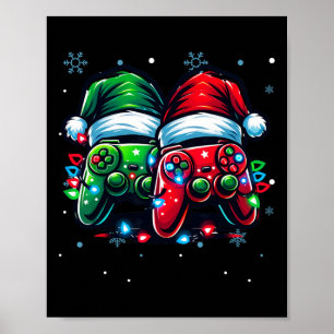Controller Santa Hat Christmas Gaming X-mas Gamer  Poster