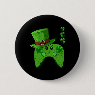 Controller Shamrock St Patricks Day Gaming Gamer 2 Inch Round Button