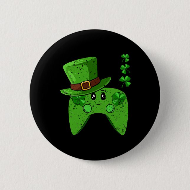 Controller Shamrock St Patricks Day Gaming Gamer  2 Inch Round Button (Front)