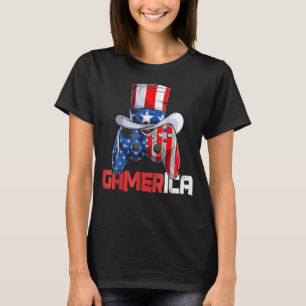Controller Uncle Sam Video Game Gamerica Us Flag 4 T-Shirt