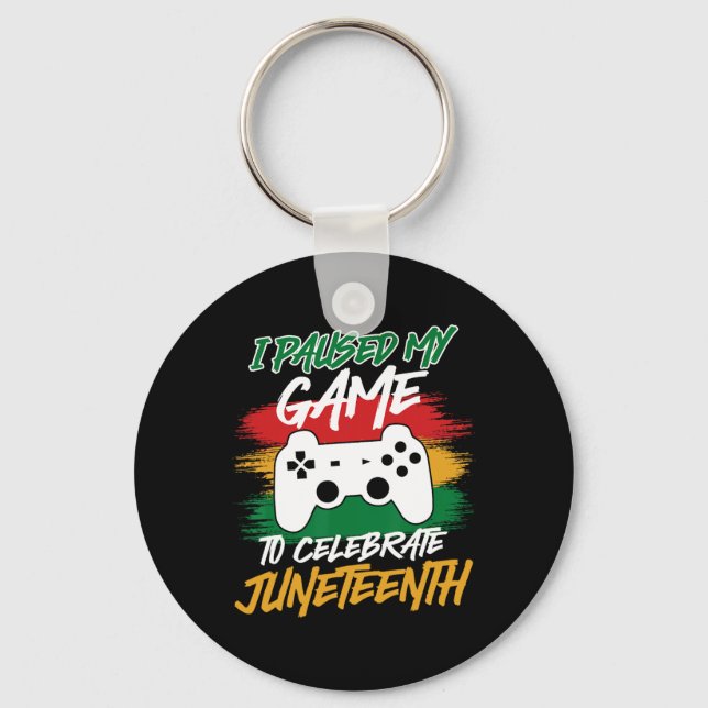 Controller Video Games Console Paused My Game June Keychain (Front)