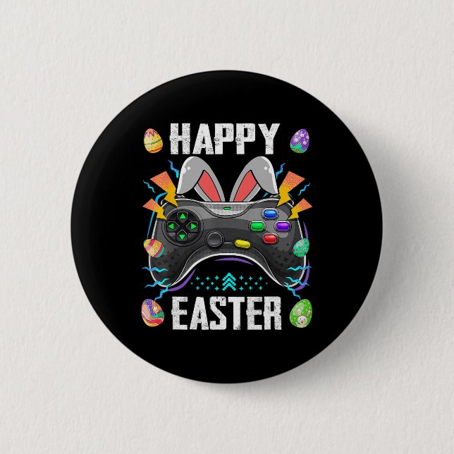 Controller With Bunny Ears Funny Easter Video Game 2 Inch Round Button (Front)