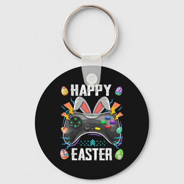 Controller With Bunny Ears Funny Easter Video Game Keychain (Front)