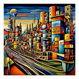 Conurbation at sunset 2 poster