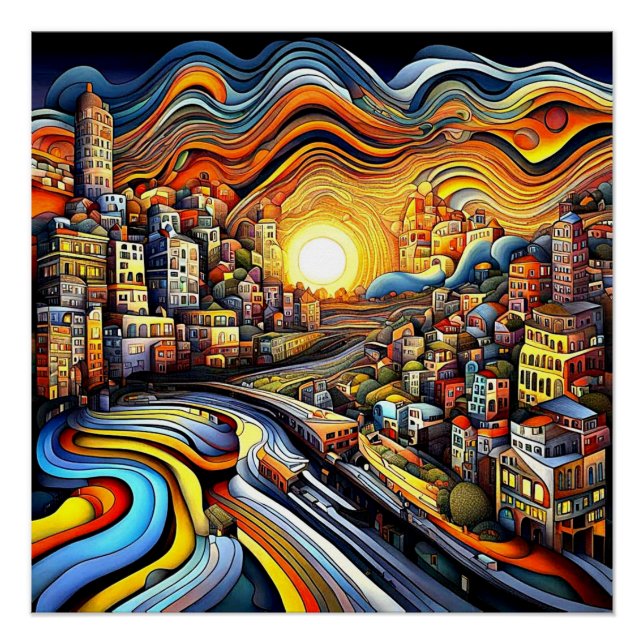 Conurbation at sunset 3 poster (Front)