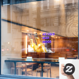Convenience Store Ice Cold Beer Inside Window Cling