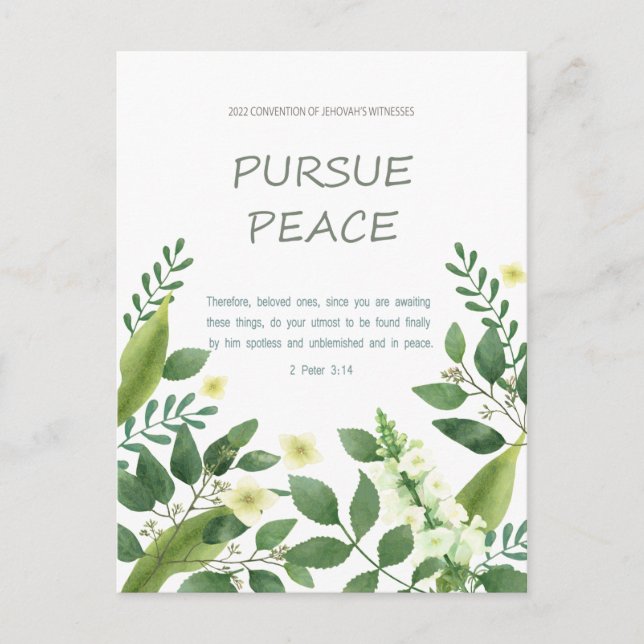 Convention JW 2022 - fleurs blanches vertes Carte  (Devant)