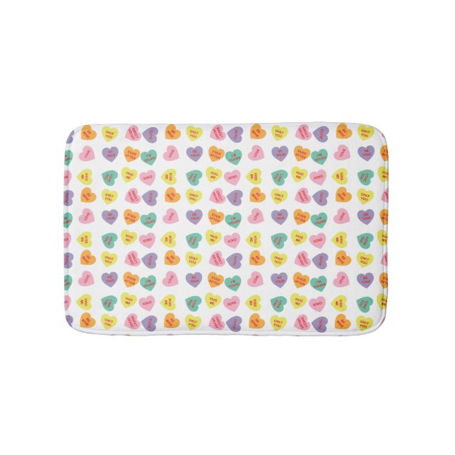 Conversation Candy Hearts Bath Mat (Front)