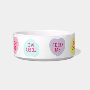 Conversation Heart "Feed Me" Cat Dish