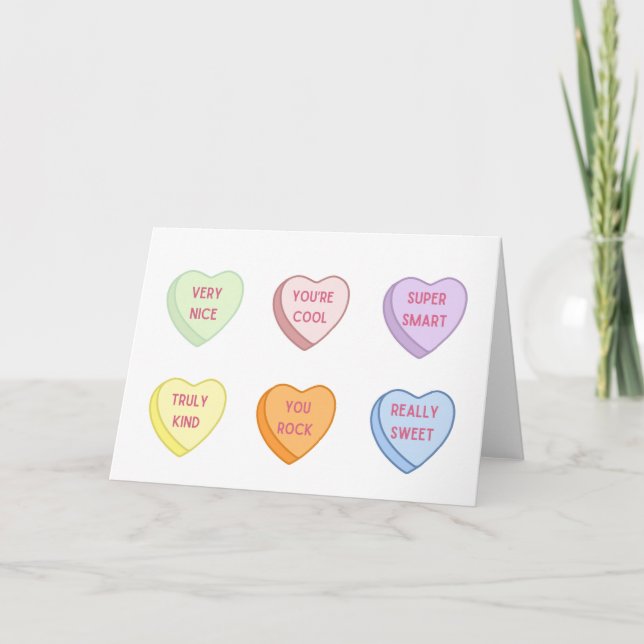 Conversation Heart Valentine's Card Blank Inside (Front)