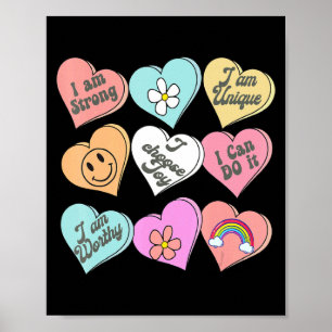 Conversation Hearts Groovy Valentines Day Cute Tea Poster