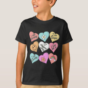 Conversation Hearts Groovy Valentines Day Cute Tea T-Shirt