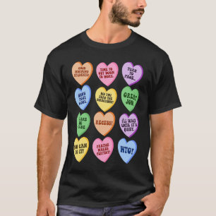 Conversation Hearts Groovy Valentines Day Cute Tea T-Shirt