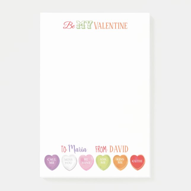 Conversation Hearts Personalized Post it Notes (Front)