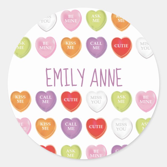 Conversation Hearts Personalized Stickers (Front)