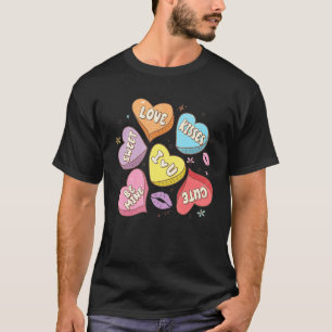 Conversation Hearts Valentines XOXO Retro Groovy F T-Shirt
