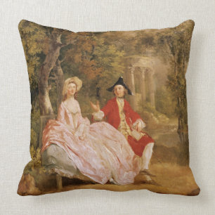 Conversation in a Park, portrait of the artist and Throw Pillow