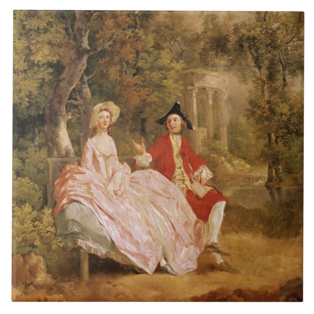 Conversation in a Park, portrait of the artist and Tile (Front)