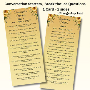 Conversation Starters - Break The Ice Questions  Menu